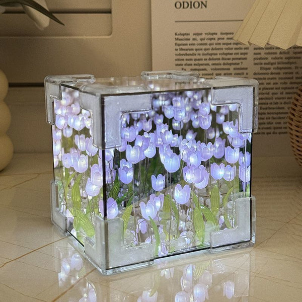 Tulips Cube Infinity Mirror Lamp